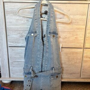 Denim Halter Jumpsuit